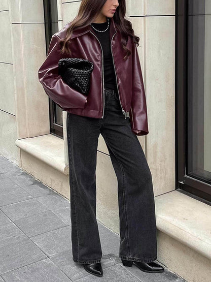 Losse leren motorjas